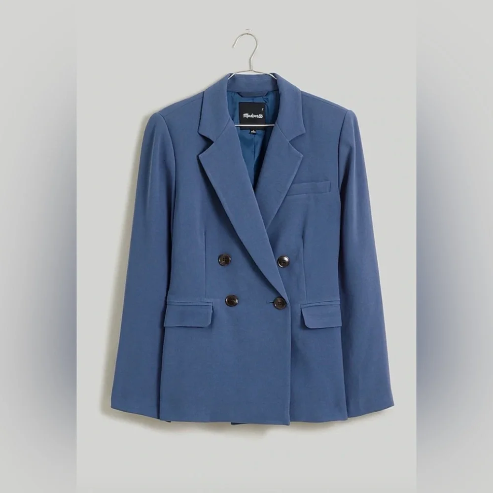 MADEWELL The Rosedale Blazer in Crepe Slate Blue Size 8 - Picture 1 of 16
